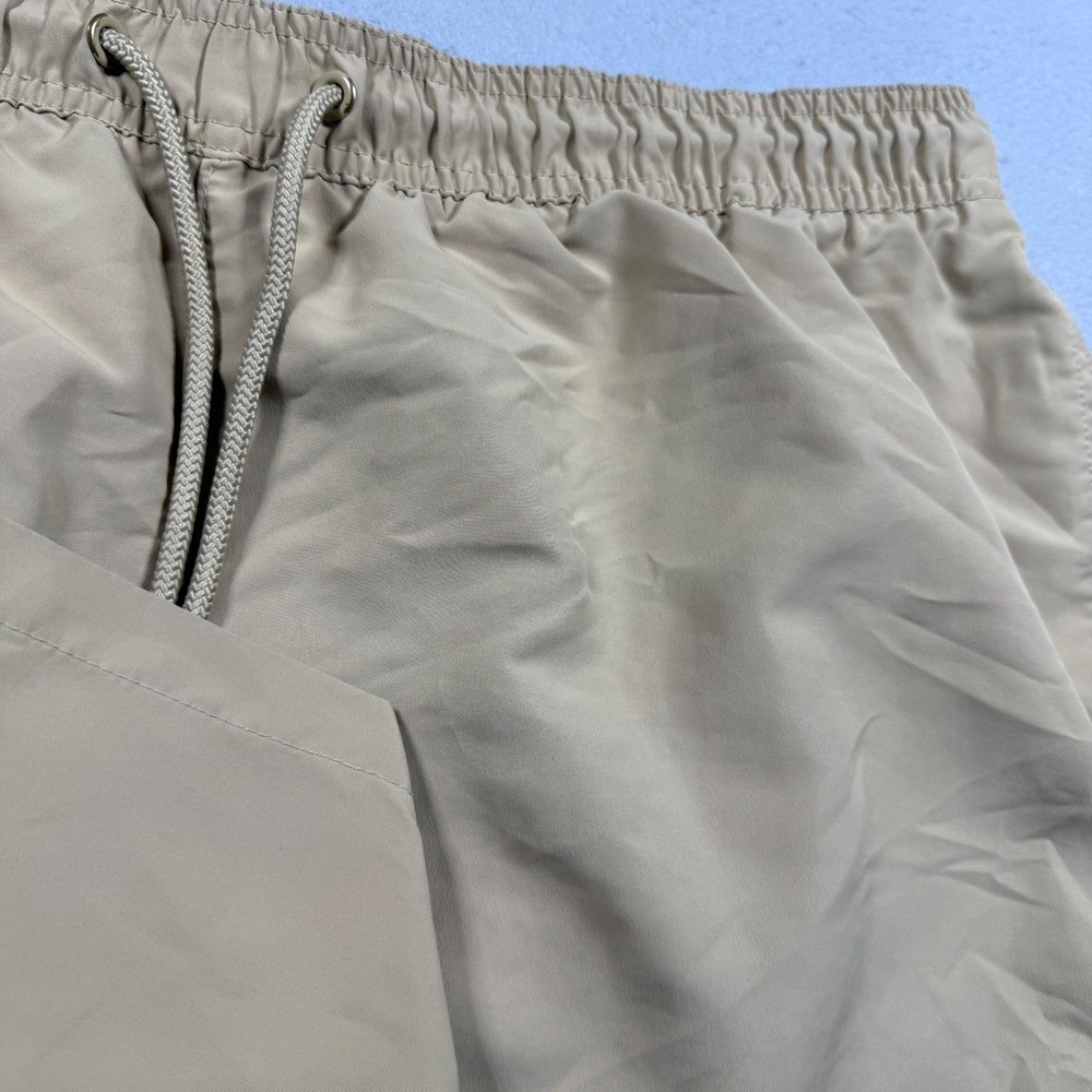 Calvin Klein Mens Tan Khaki Logo Tape Swim Trunks XXL Recycled Polyester